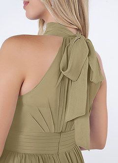 Azazie Iman Bridesmaid Dresses Moss Green A-Line A-Line Ruched Chiffon Dress image7