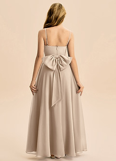 Azazie Bear Junior Jurk van Chiffon met A-Lijn Geplooid Taupe image2