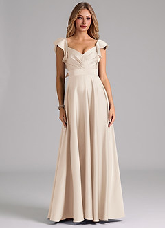 Azazie Leilani Bridesmaid Dresses White Alabaster A-Line Ruched Stretch Satin Dress image3