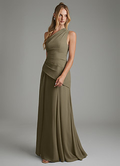 Azazie Holly Bridesmaid Dresses Willow Green A-Line Corset Chiffon Dress image5