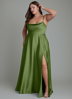 Azazie Elle Bridesmaid Dresses Juniper A-Line Pleated Stretch Satin Dress image11