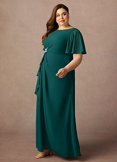 Azazie Rain Mother of the Bride Dresses Peacock Sheath Beaded Chiffon Dress image11