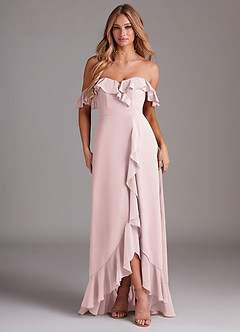 Azazie Lyra Bridesmaid Dresses Blushing Pink A-Line Chiffon Convertible Dress image1