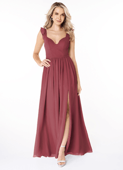 Azazie Stassie Bridesmaid Dresses Merlot A-Line Sweetheart Ruched Chiffon Dress image3