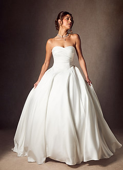 Azazie Alta Wedding Dresses Diamond White A-Line Strapless Stretch Satin Dress image6
