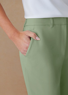 front Marina Staubiger Salbeigrün Hose mit geradem Bein und feinem Webmuster