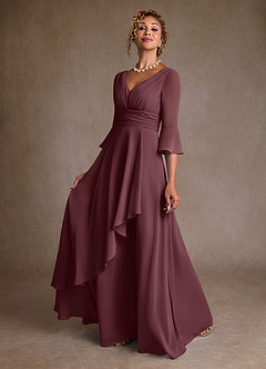 Azazie Eire Mother of the Bride Dresses Sangria A-Line Pleated Chiffon Dress image3