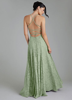 Azazie Tatum Robes de demoiselle d'honneur Robe Trapèze en Blumen-Burnout Corset Vert Sauge image9