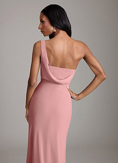 Azazie Madelyn Bridesmaid Dresses Dusty Rose Mermaid One Shoulder Chiffon Convertible Dress image9