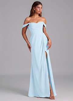 Azazie Johana Bridesmaid Dresses Sky Blue Mermaid Off the Shoulder Chiffon Convertible Dress image6