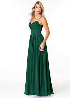 Azazie Lisbon Bridesmaid Dresses Emerald A-Line Sweetheart Neckline Chiffon Dress image4