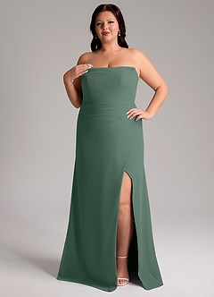 Azazie Leonis Bridesmaid Dresses Sea Moss Sheath Strapless Chiffon Convertible Dress image12