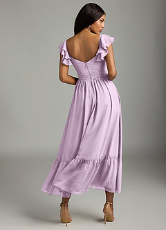 Azazie Anaya Bridesmaid Dresses Frosted Lilac A-Line Pleated Chiffon Dress image5
