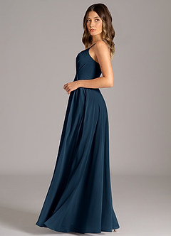 Azazie Amani Bridesmaid Dresses Dark Navy A-Line Pleated Chiffon Dress image10