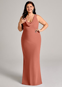 Azazie Rylina Bridesmaid Dresses Clay Mermaid Pleated Chiffon Dress image10