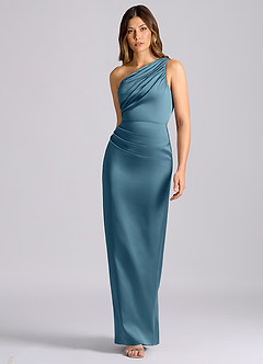 Azazie Akilah Brudtärnklänningar Klä av Sjöjungfru i Stretch Satin Ena axeln Bermuda image4