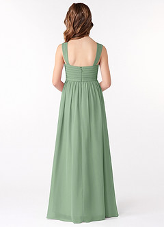 Azazie Evie Junior Agave A-Line Pleated Chiffon Dress image3