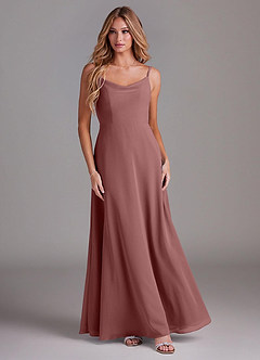Azazie Daenerys Bridesmaid Dresses Desert Rose A-Line Cowl Chiffon Dress image3