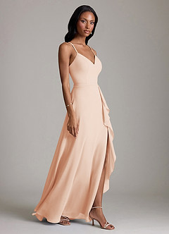 Azazie Naeem Bridesmaid Dresses English Rose A-Line V-Neck Ruffle Chiffon Dress image4
