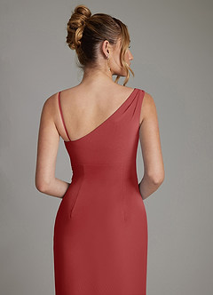 Azazie Ama Bridesmaid Dresses Rust A-Line Pleated Chiffon Dress image6