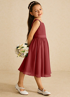 Azazie Ari Flower Girl Dresses Rust A-Line Sleeveless Chiffon Dress image3