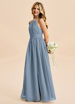 Azazie Noelle Junior Dusty Blue A-Line Pleated Chiffon Dress image3
