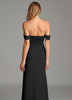 Azazie Riley Robes de demoiselle d'honneur Robe Fourreau Convertible en Mousseline de soie Épaule décolletée Noir image5