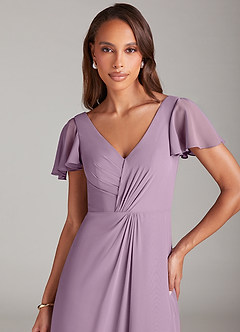 Azazie Soren Bridesmaid Dresses Wisteria A-Line Ruched Chiffon Dress image6