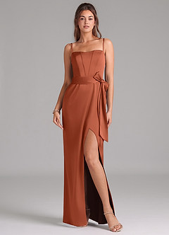 Azazie Jamie Bridesmaid Dresses Cedar Rose A-Line Strapless Stretch Satin Convertible Dress image8