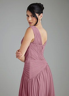 Azazie Kima Bridesmaid Dresses Vintage Mauve A-Line Pleated Chiffon Dress image2