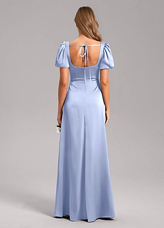 Azazie Fyona Bridesmaid Dresses Ice A-Line Pleated Stretch Satin Dress image2