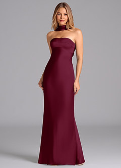 Azazie Lusinda Brudtärnklänningar Klä av Sjöjungfru i Stretch Satin Axelbandslös Mullbär image4