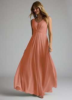 Azazie Gina Bridesmaid Dresses MAI TAI A-Line V-Neck Pleated Chiffon Dress image2