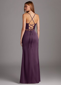 Azazie Brookelle Bridesmaid Dresses Plum Sheath Sweetheart Corset Stretch Satin Dress image3
