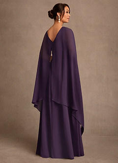 Azazie Liddie Mère de la mariée Robes Robe Trapèze en Mousseline de soie Plissé Prune image3