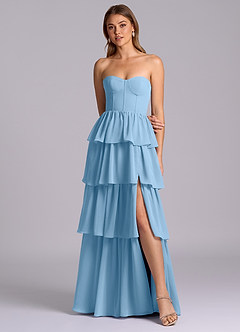 Azazie Faye Bridesmaid Dresses Steel Blue A-Line Sweetheart Neckline Chiffon Dress image4