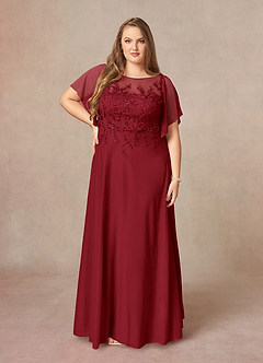Azazie Cavell Mother of the Bride Dresses Burgundy A-Line Sequins Mesh Dress image8