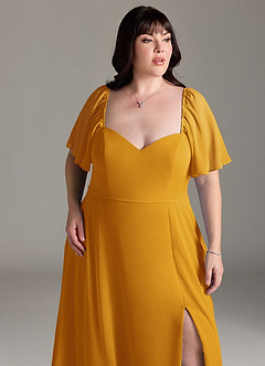 Azazie Chloe Bridesmaid Dresses Butterscotch A-Line Sweetheart Neckline Chiffon Dress image12