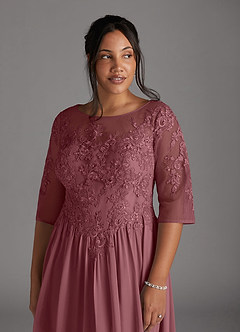 Azazie Mirielle Mother of the Bride Dresses Desert Rose A-Line Scoop Lace Chiffon Dress image6