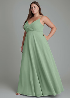 Azazie Amani Bridesmaid Dresses Matcha A-Line Pleated Chiffon Dress image10