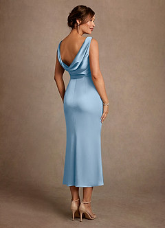 Azazie Mazhe Kleider für die Brautmutter A-Linie Plissee Stretch-Satin Kleid Puderblau image2