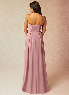 Azazie Kyedae Bridesmaid Dresses Dusty Rose A-Line V-Neck Pleated Chiffon Dress image2