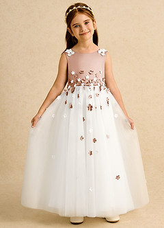 Azazie Eleni Sukienki dla dziewczynek sypiących kwiaty Suknia balowa Ukłon Tiul Długość kostki Sukienka image4
