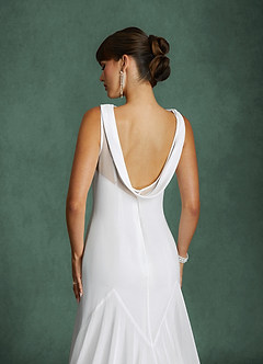 Azazie Angelina Vestidos de novia Vestido Diamante Blanco de Gasa de Corte Sirena image6