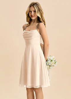 Azazie Bear Junior White Alabaster A-Line Pleated Chiffon Dress image4