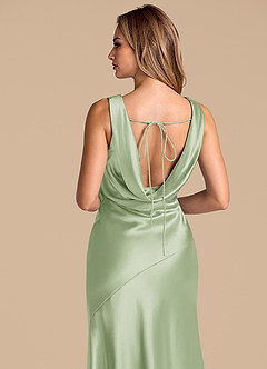 Azazie Rylina 신부 들러리 드레스 인어 메탈릭 새틴 바닥 길이 드레스 image2