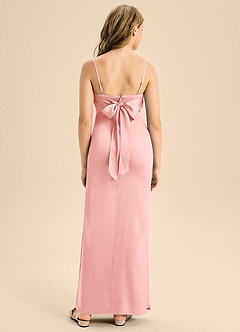 Azazie Mai Junior Powder Pink A-Line Sweetheart Neckline Stretch Satin Dress image2