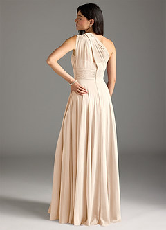 Azazie Charlize Bridesmaid Dresses White Alabaster A-Line One Shoulder Chiffon Dress image2