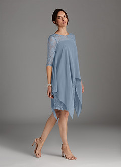Azazie Flo Kleider für die Brautmutter A-Linie Spitze Chiffon Kleid Staubblau image3