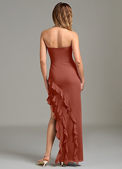 Azazie Lanette Bridesmaid Dresses Auburn Sheath Ruched Chiffon Dress image7